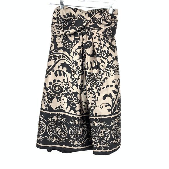 American Vintage Dresses & Skirts - Vintage Y2K Xscape Strapless Scarf Look Mini Dress Womens Sz 4 Cream Black